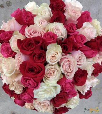 Pink White and Red Roses Bouquet 1 Pink White and Red Roses Bouquet