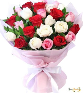 Pink and White Roses Bouquet 3